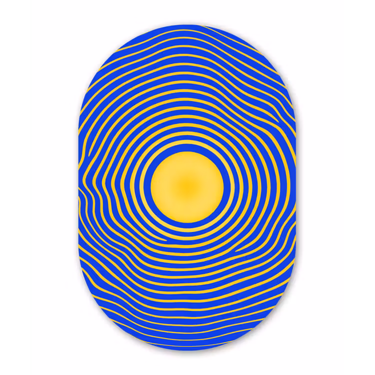 Muurovaal glas - Abstract patroon - Blauw — 1