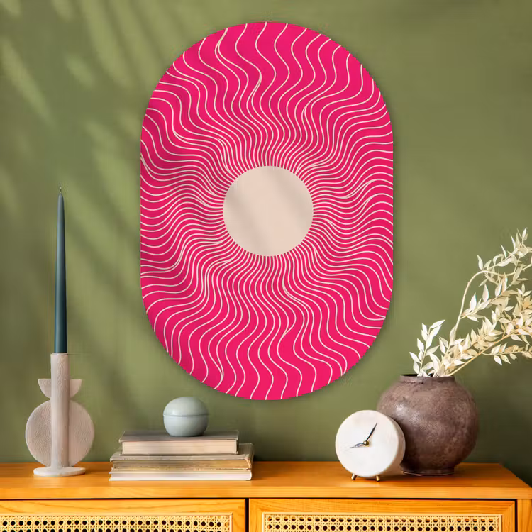 Muurovaal glas - Abstract - Patroon - Roze — 2