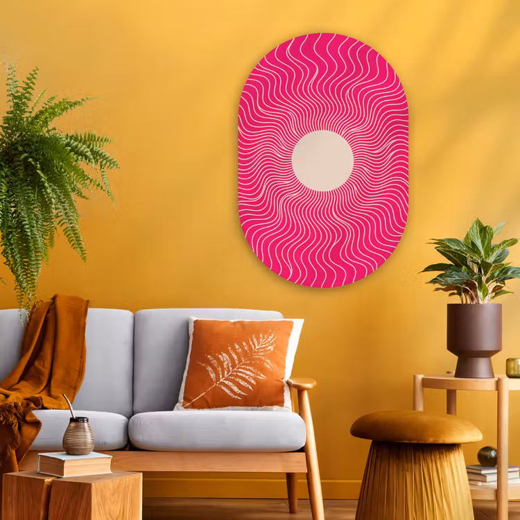 Muurovaal glas - Abstract - Patroon - Roze — 3