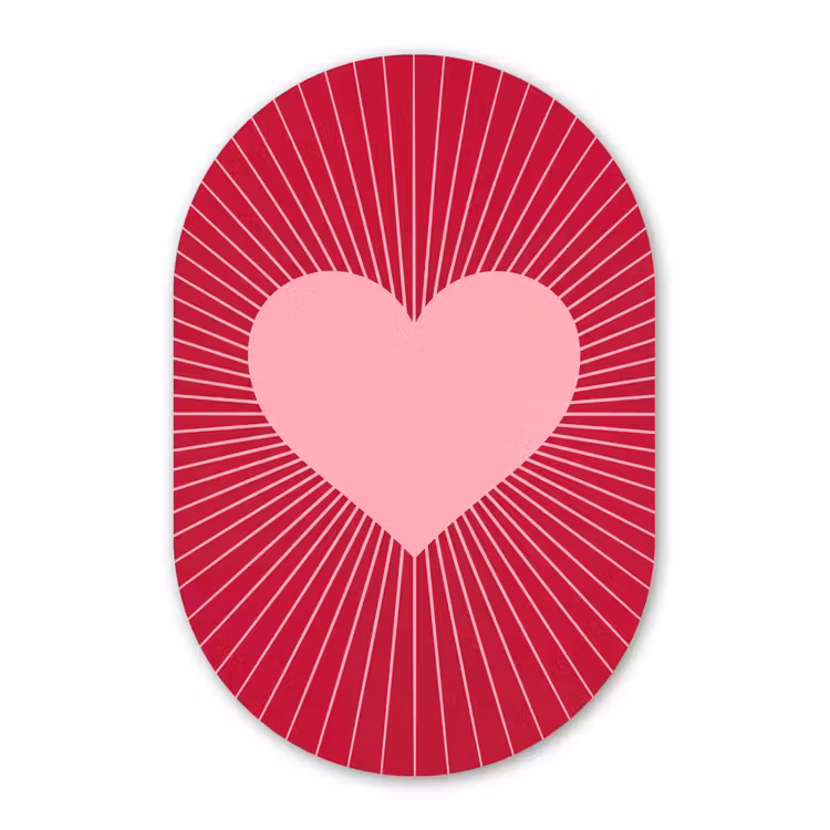 Muurovaal glas - Hart - Stralen - Liefde - Abstract - Roze — 1
