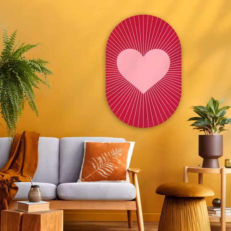 Muurovaal glas - Hart - Stralen - Liefde - Abstract - Roze — 3