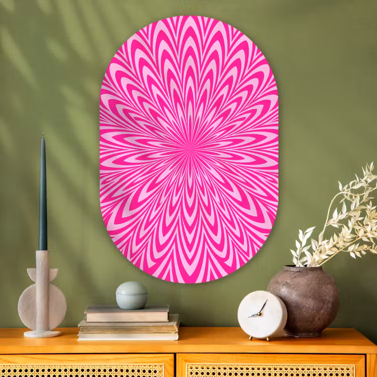 Muurovaal glas - Patroon - Optisch - Roze — 2