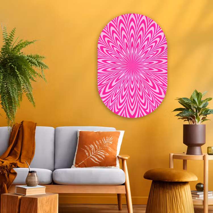 Muurovaal glas - Patroon - Optisch - Roze — 3