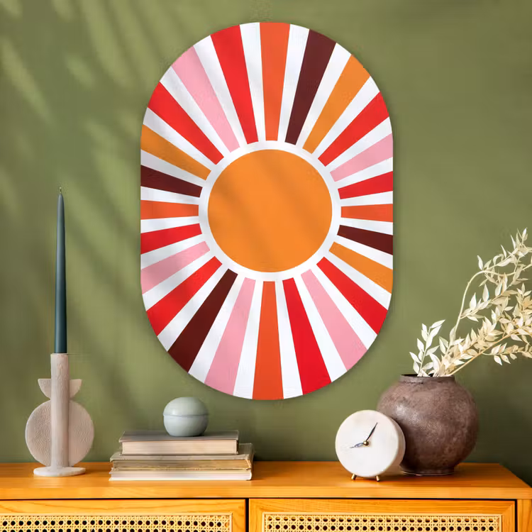 Muurovaal glas - Zon - Stralen - Abstract - Kleurrijk — 2