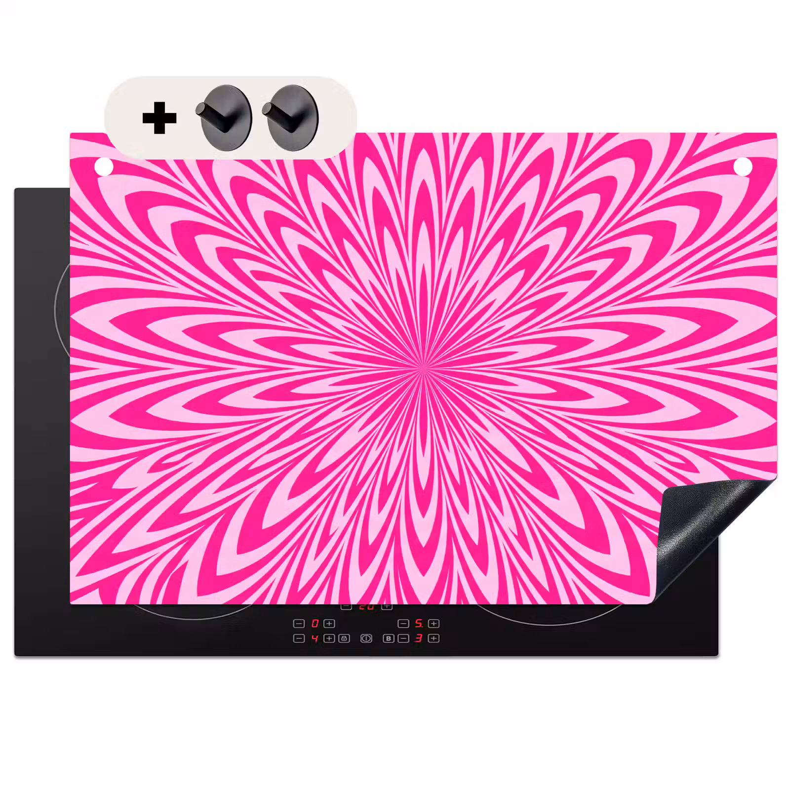 Inductiebeschermer & spatscherm (2in1) - Patroon - Optisch - Roze — 1