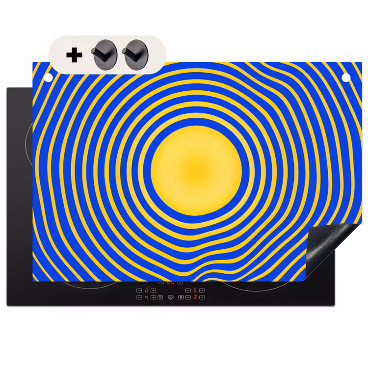 Inductiebeschermer & spatscherm (2in1) - Abstract patroon - Blauw — 1