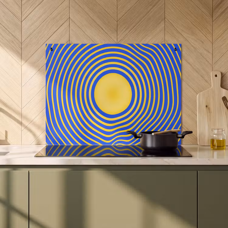 Inductiebeschermer & spatscherm (2in1) - Abstract patroon - Blauw — 2