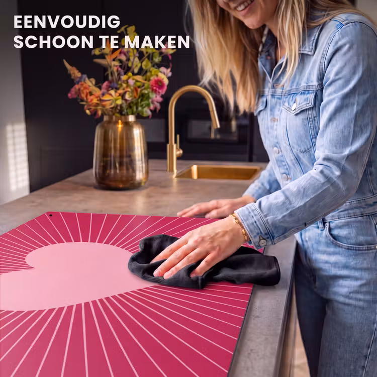 Inductiebeschermer & spatscherm (2in1) - Hart - Stralen - Liefde - Abstract - Roze — 5
