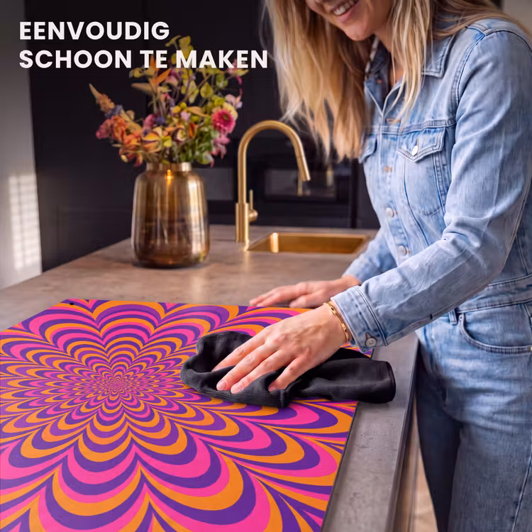 Inductiebeschermer & spatscherm (2in1) - Patroon - Optisch - Kleurrijk — 5