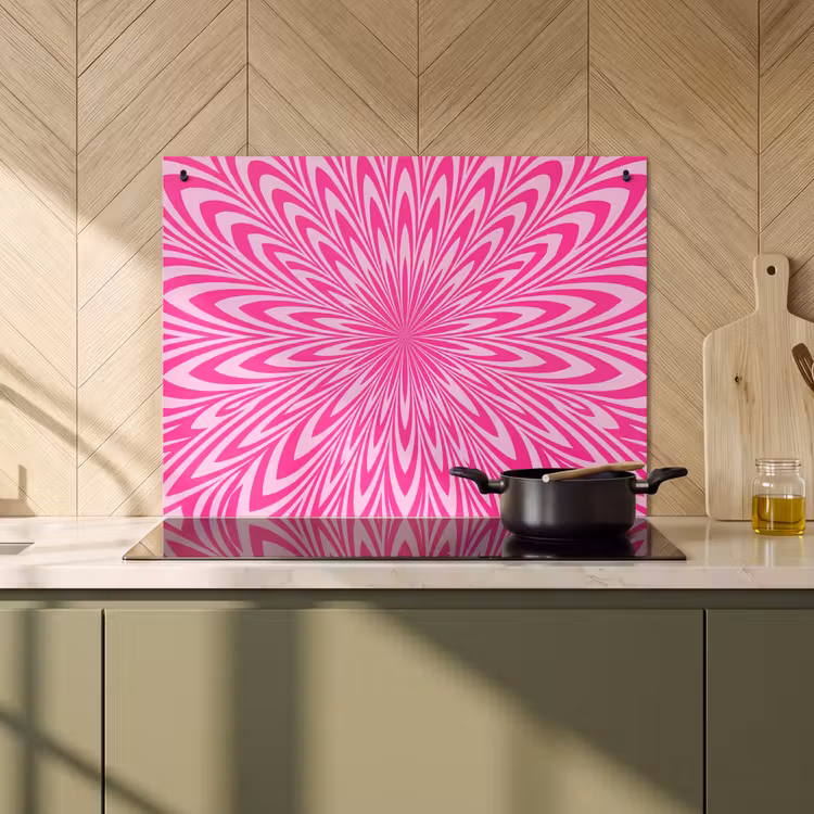 Inductiebeschermer & spatscherm (2in1) - Patroon - Optisch - Roze — 2