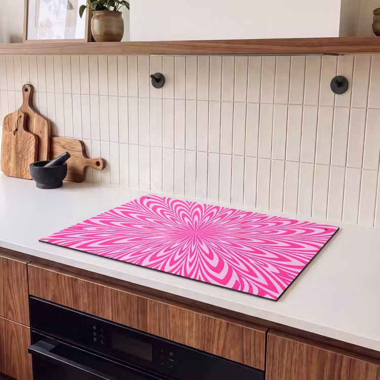 Inductiebeschermer & spatscherm (2in1) - Patroon - Optisch - Roze — 3