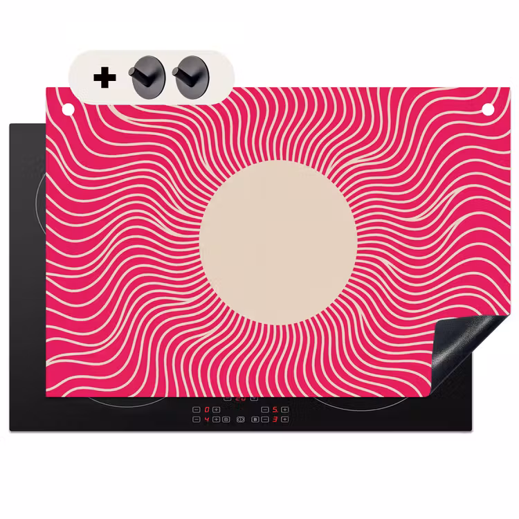 Inductiebeschermer & spatscherm (2in1) - Abstract - Patroon - Roze — 1