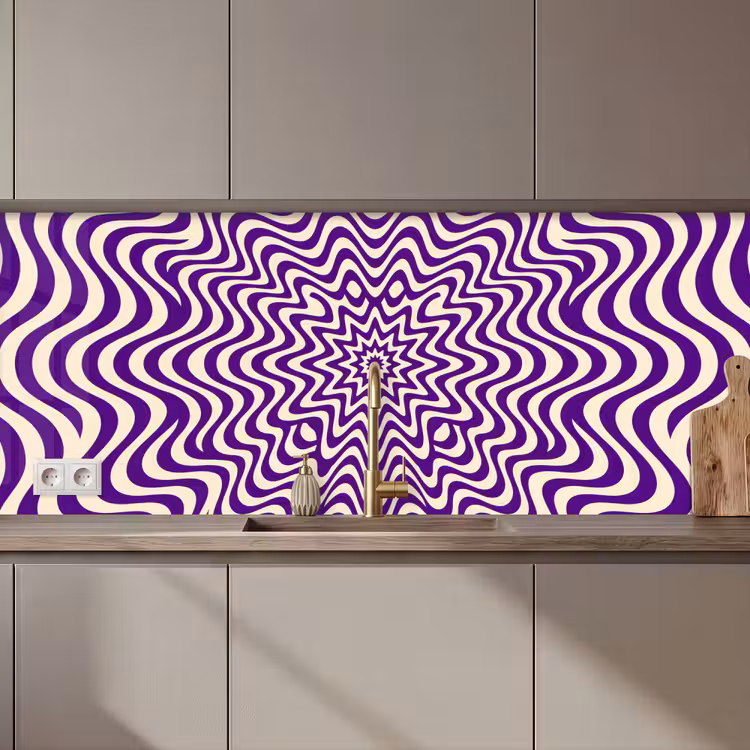 Keuken achterwand - Abstract - Golven - Optisch - Modern - Paars — 1