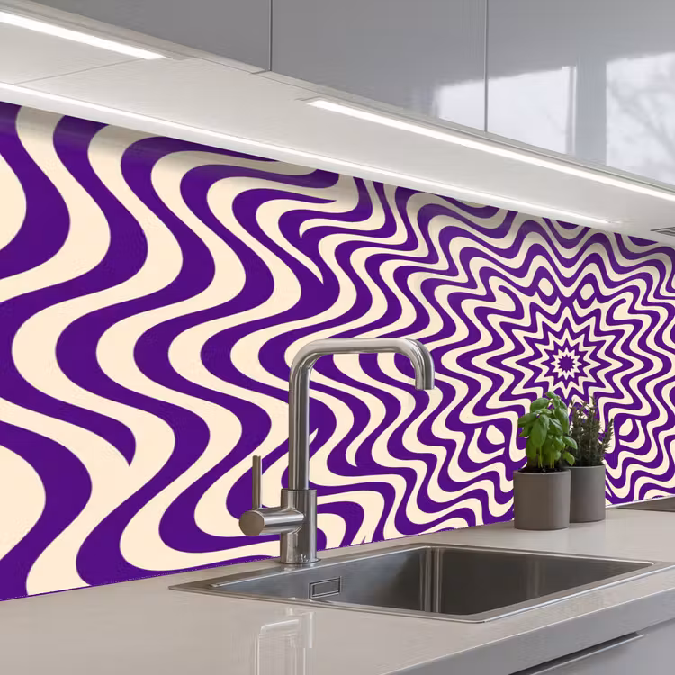 Keuken achterwand - Abstract - Golven - Optisch - Modern - Paars — 2
