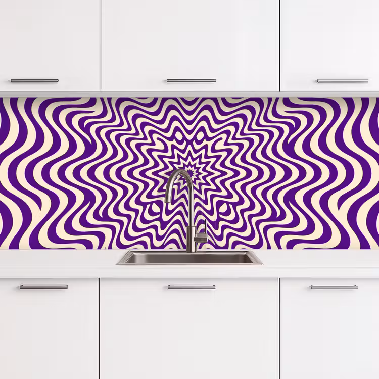 Keuken achterwand - Abstract - Golven - Optisch - Modern - Paars — 4