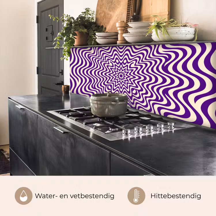 Keuken achterwand - Abstract - Golven - Optisch - Modern - Paars — 5