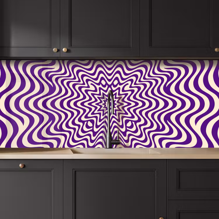 Keuken achterwand - Abstract - Golven - Optisch - Modern - Paars — 6