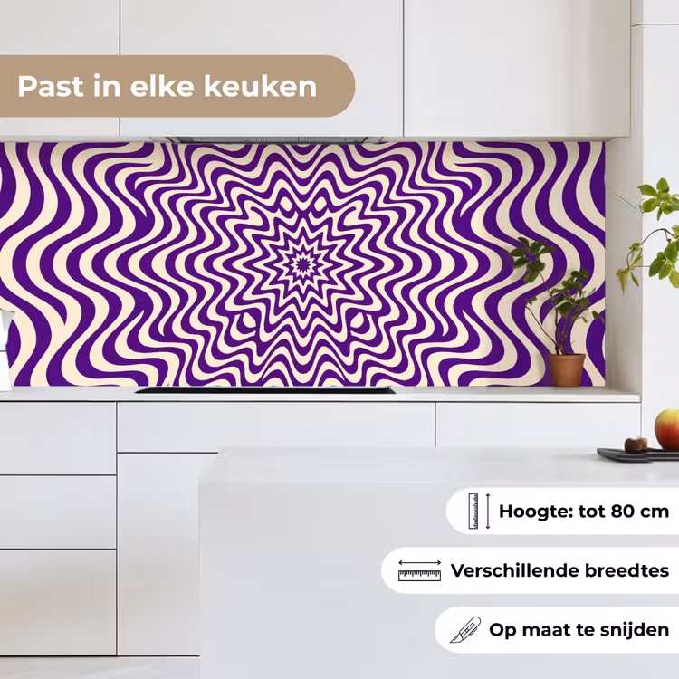 Keuken achterwand - Abstract - Golven - Optisch - Modern - Paars — 7
