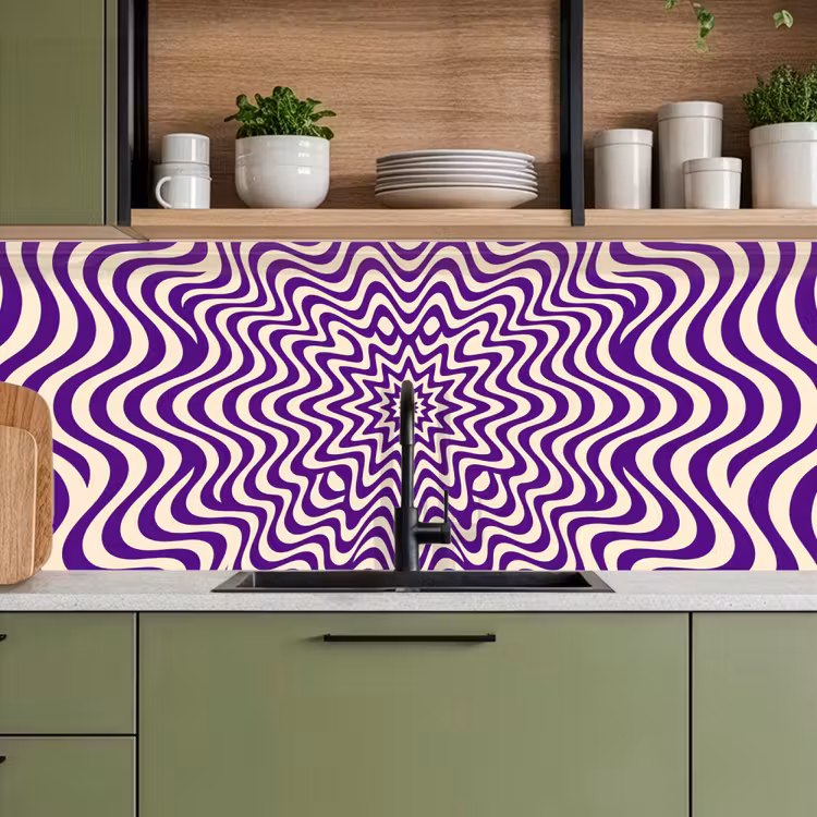 Keuken achterwand - Abstract - Golven - Optisch - Modern - Paars — 8