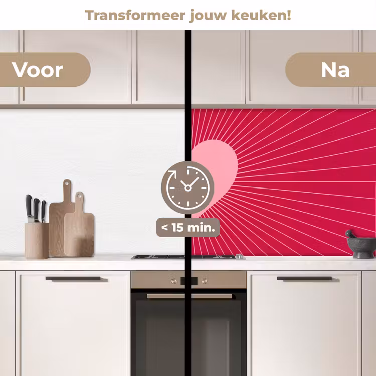Keuken achterwand - Hart - Stralen - Liefde - Abstract - Roze — 3