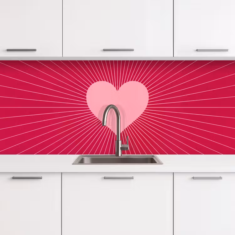 Keuken achterwand - Hart - Stralen - Liefde - Abstract - Roze — 4