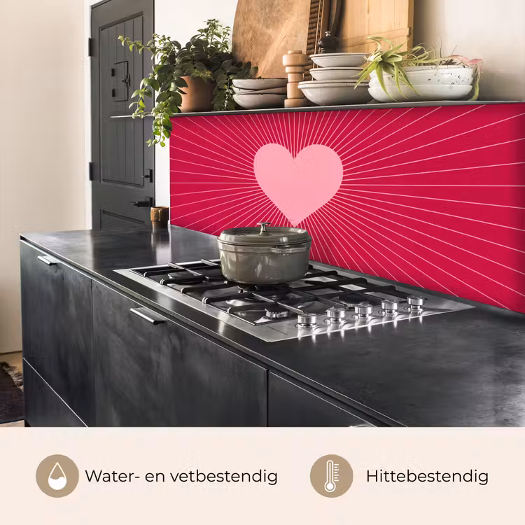Keuken achterwand - Hart - Stralen - Liefde - Abstract - Roze — 5