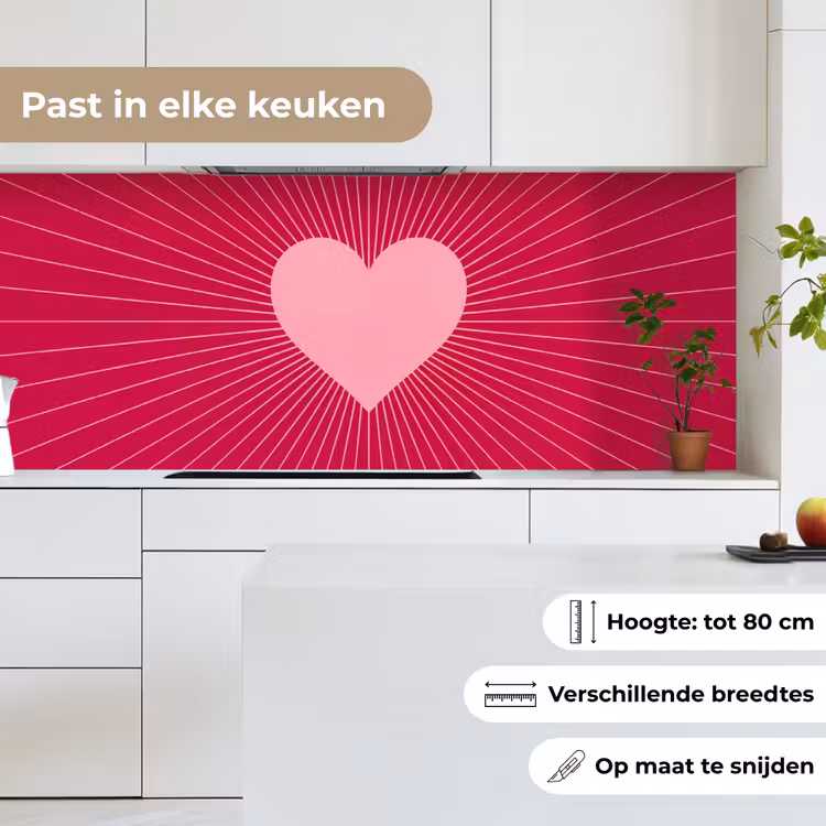 Keuken achterwand - Hart - Stralen - Liefde - Abstract - Roze — 7