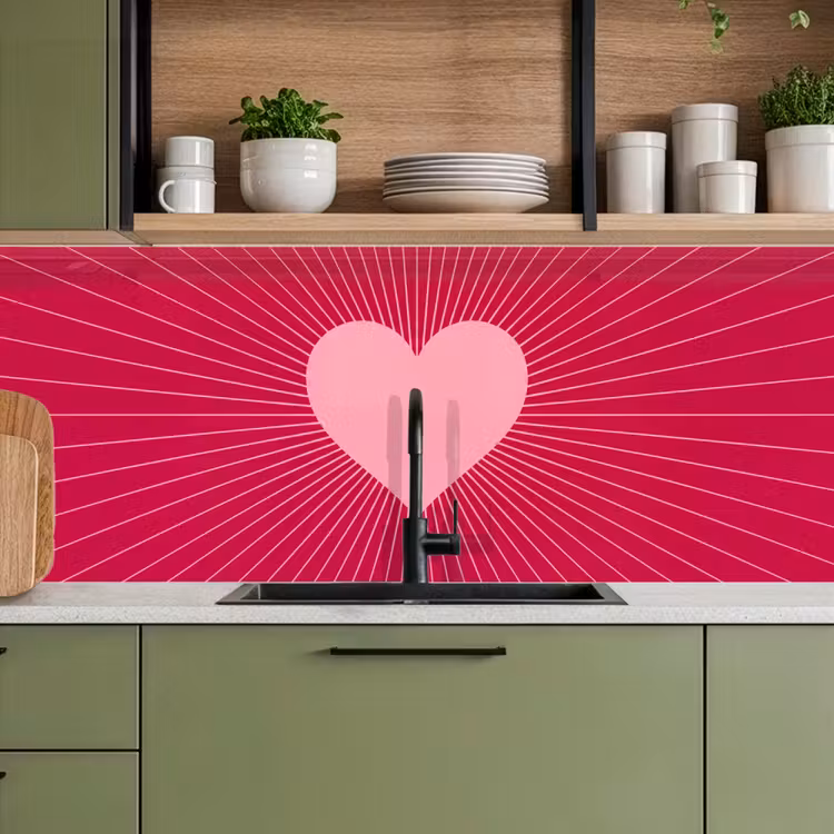 Keuken achterwand - Hart - Stralen - Liefde - Abstract - Roze — 8