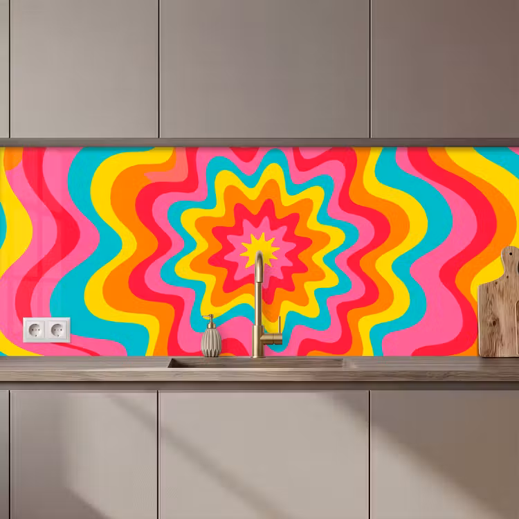 Keuken achterwand - Patroon - Golvend - Kleurrijk — 1