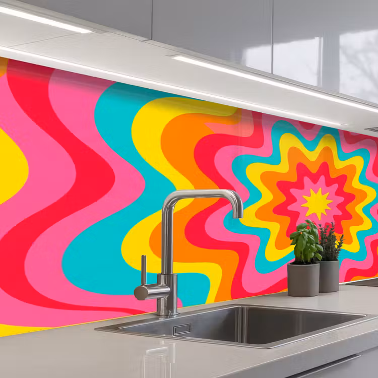 Keuken achterwand - Patroon - Golvend - Kleurrijk — 2
