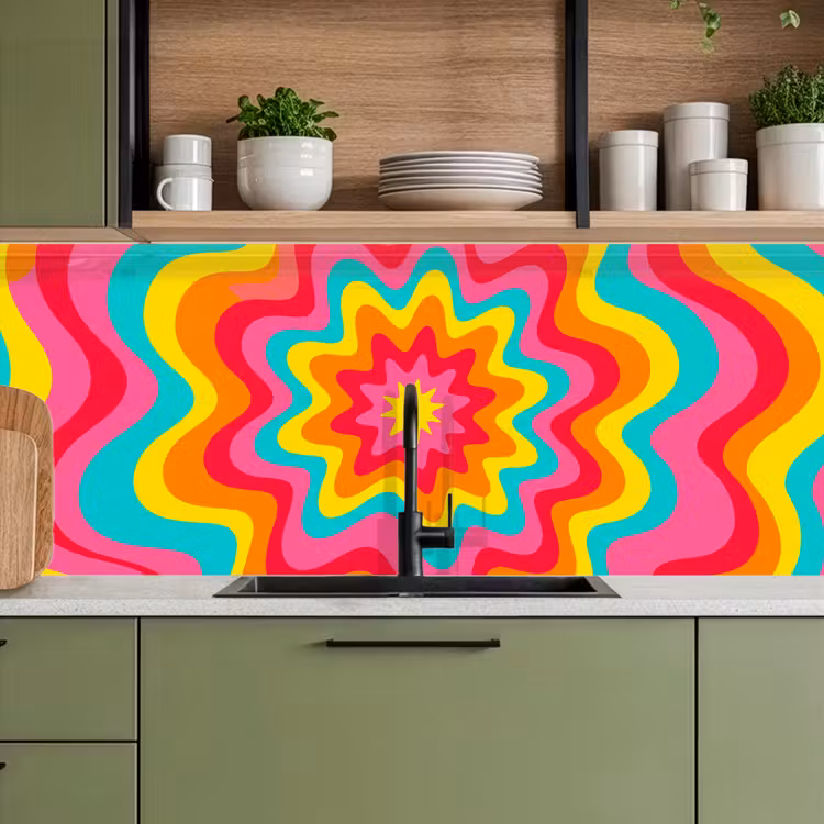 Keuken achterwand - Patroon - Golvend - Kleurrijk — 8