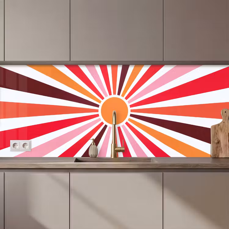 Keuken achterwand - Zon - Stralen - Abstract - Kleurrijk — 1