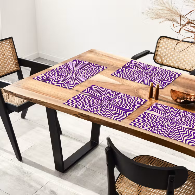 Placemat - 6 stuks - Abstract - Golven - Optisch - Modern - Paars — 5