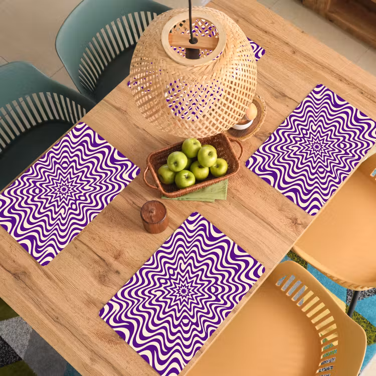 Placemat - 6 stuks - Abstract - Golven - Optisch - Modern - Paars — 6