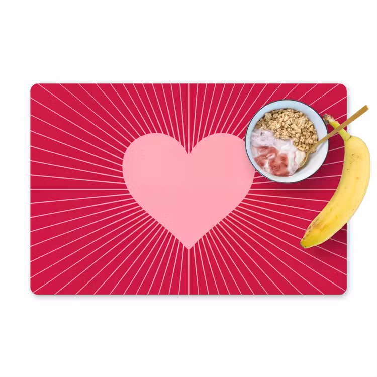 Placemat - 6 stuks - Hart - Stralen - Liefde - Abstract - Roze — 1