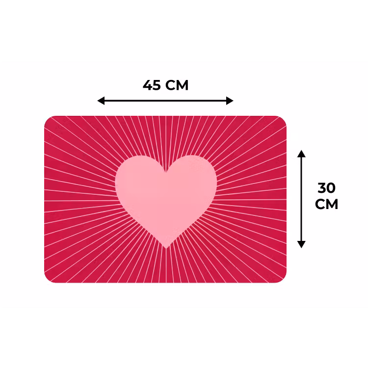 Placemat - 6 stuks - Hart - Stralen - Liefde - Abstract - Roze — 3