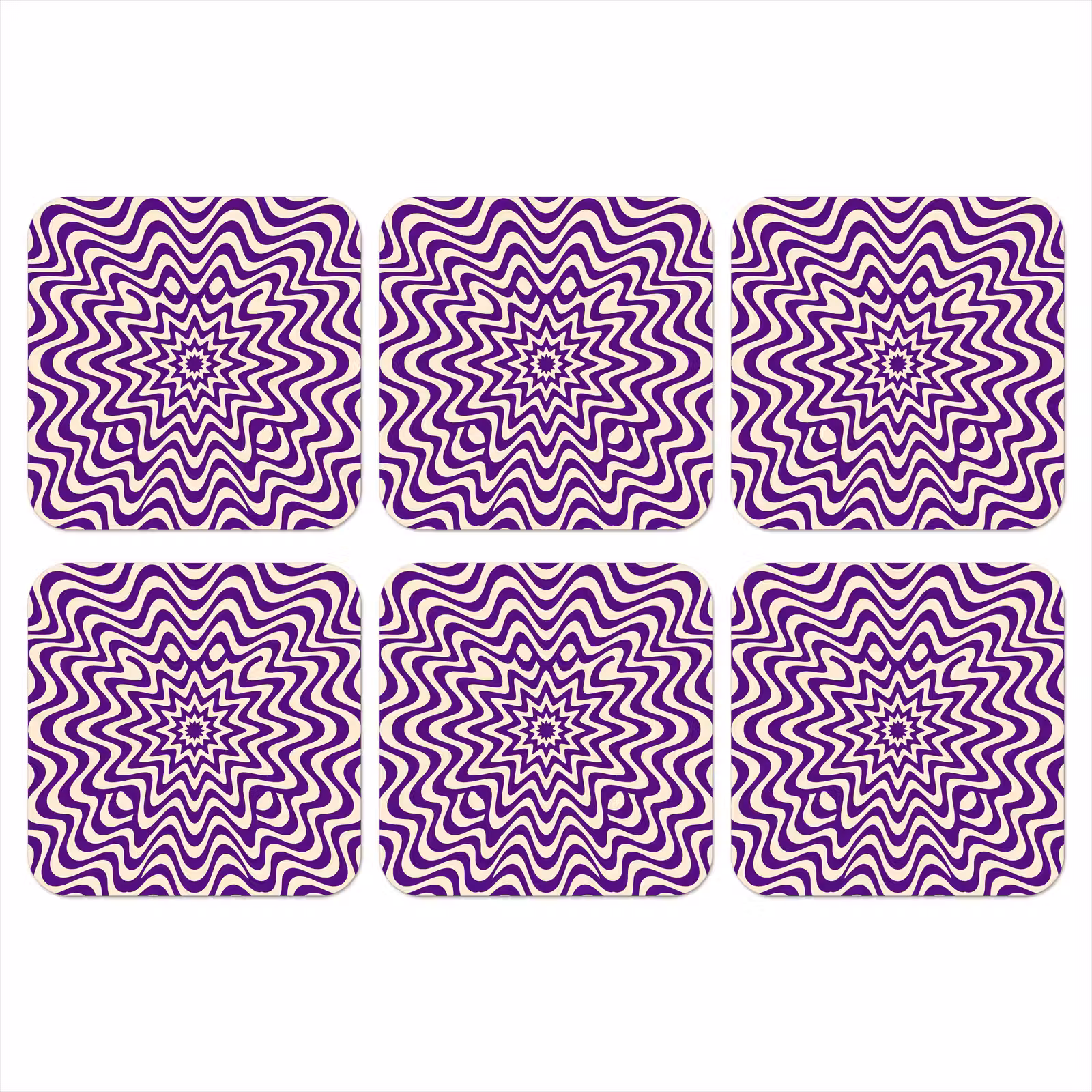 Onderzetter - Abstract - Golven - Optisch - Modern - Paars — 1