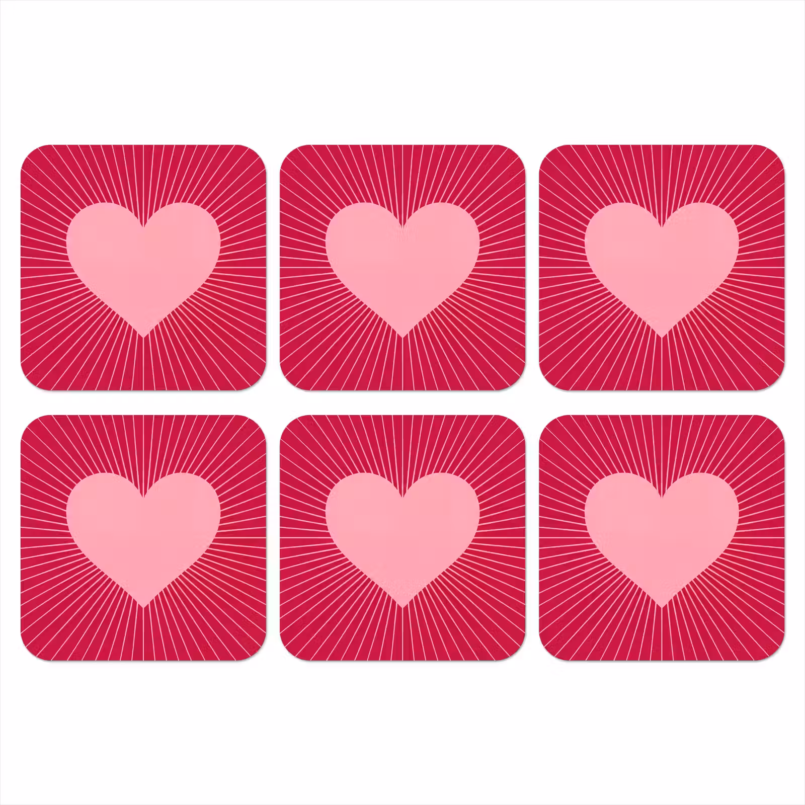 Onderzetter - Hart - Stralen - Liefde - Abstract - Roze — 1