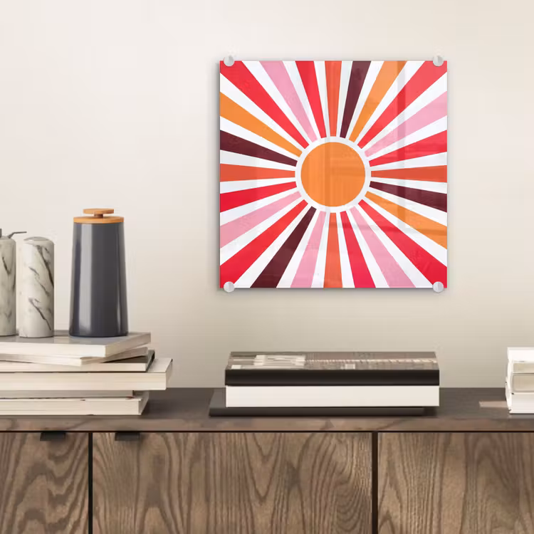 Glas schilderij - Zon - Stralen - Abstract - Kleurrijk — 2