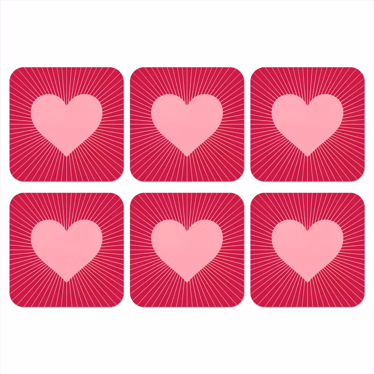 Onderzetter - Hart - Stralen - Liefde - Abstract - Roze — 1