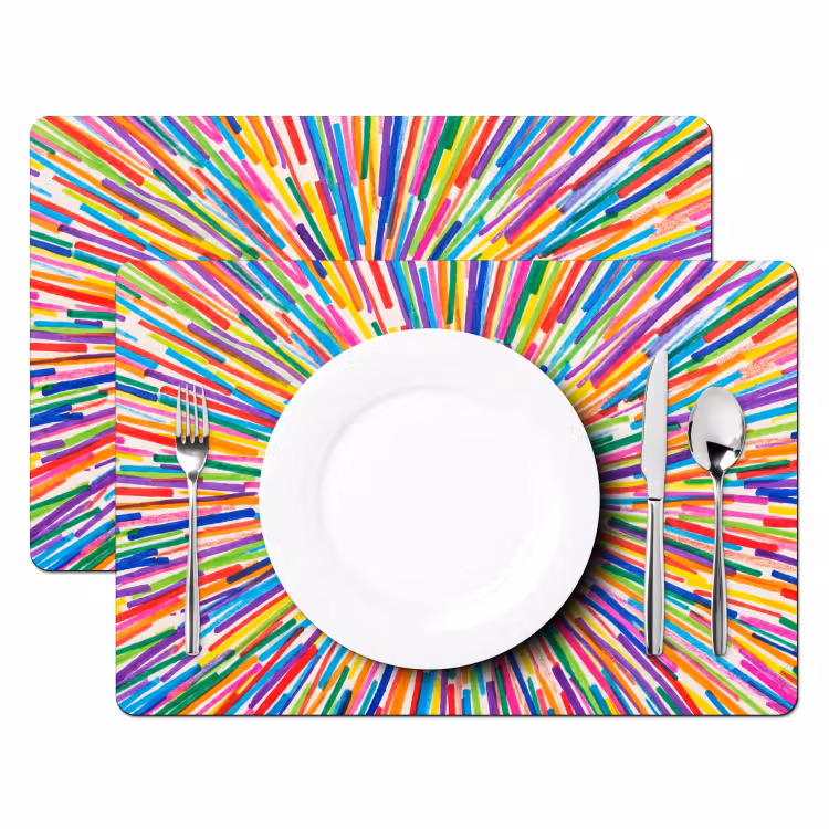 Placemat - 6 stuks - Lijnen - Kleurrijk - Abstract — 2