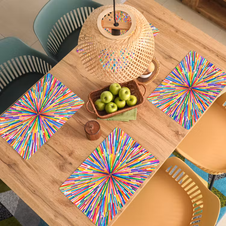 Placemat - 6 stuks - Lijnen - Kleurrijk - Abstract — 6