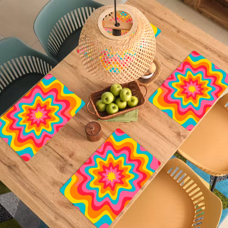 Placemat - 6 stuks - Patroon - Golvend - Kleurrijk — 6