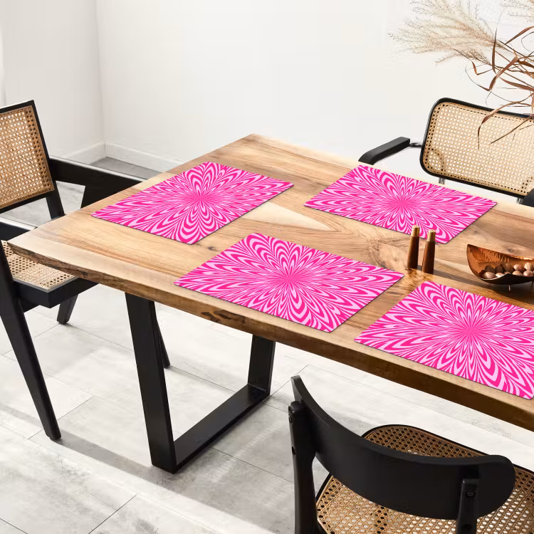 Placemat - 6 stuks - Patroon - Optisch - Roze — 5
