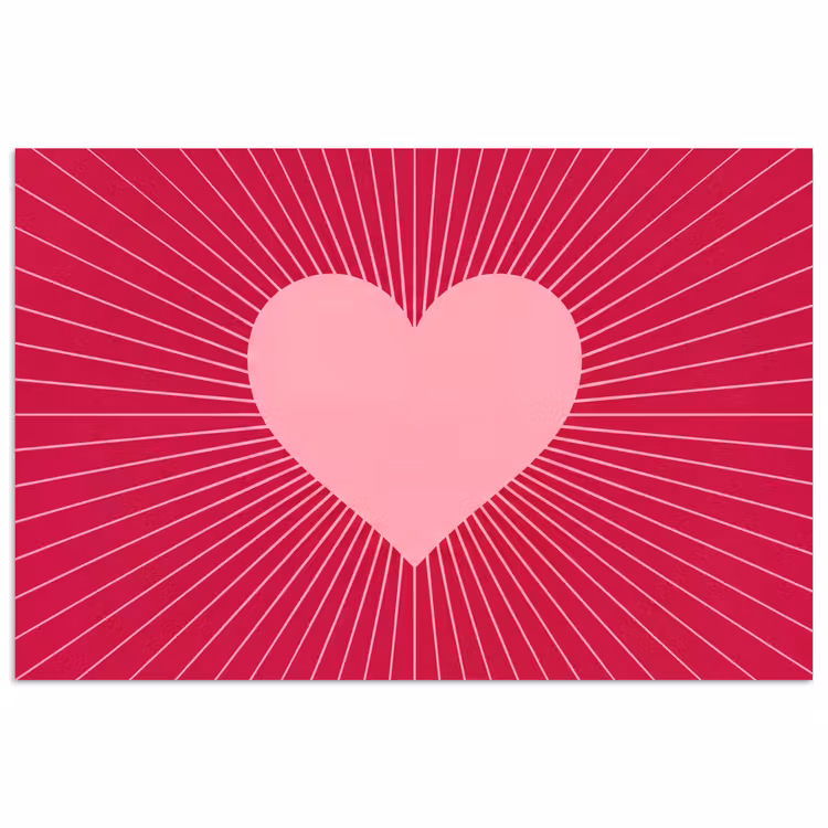 Poster - Hart - Stralen - Liefde - Abstract - Roze — 1