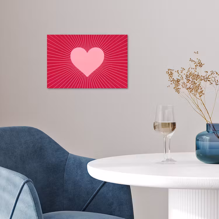 Poster - Hart - Stralen - Liefde - Abstract - Roze — 4