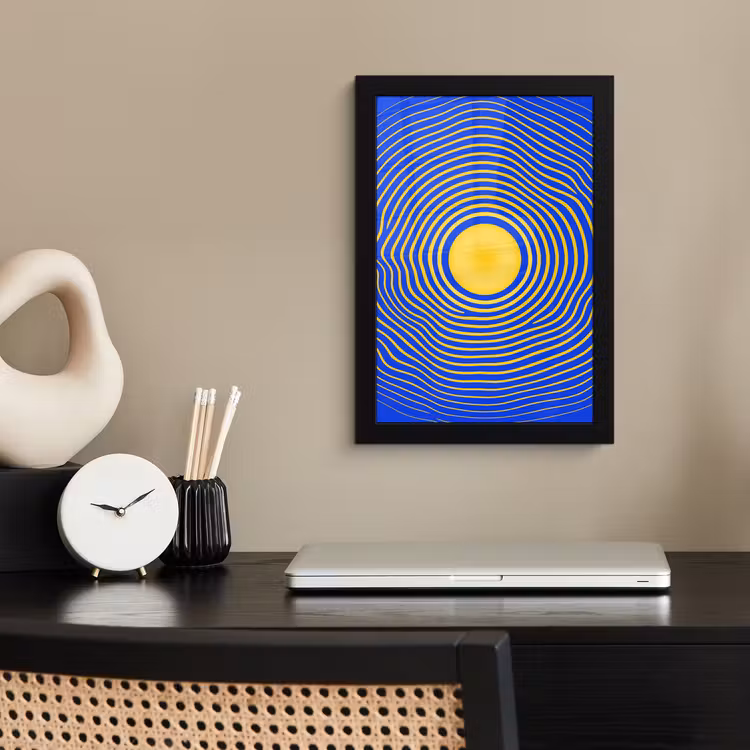 Poster met lijst - Abstract patroon - Blauw — 3
