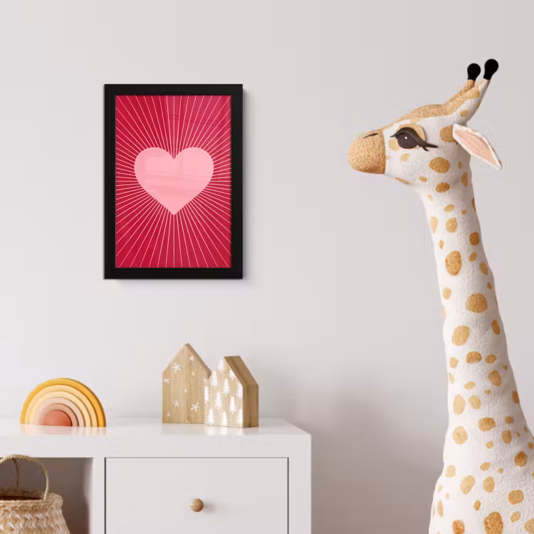 Poster met lijst - Hart - Stralen - Liefde - Abstract - Roze — 5