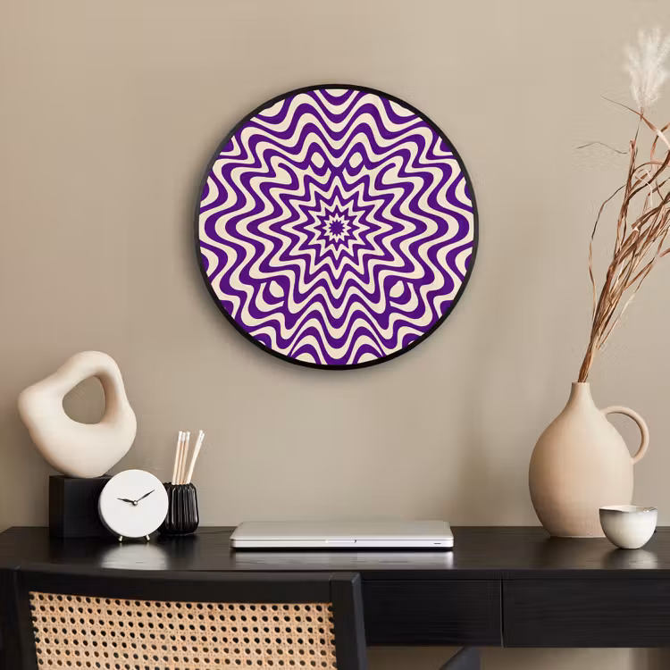 Ronde fotolijst - Abstract - Golven - Optisch - Modern - Paars — 3