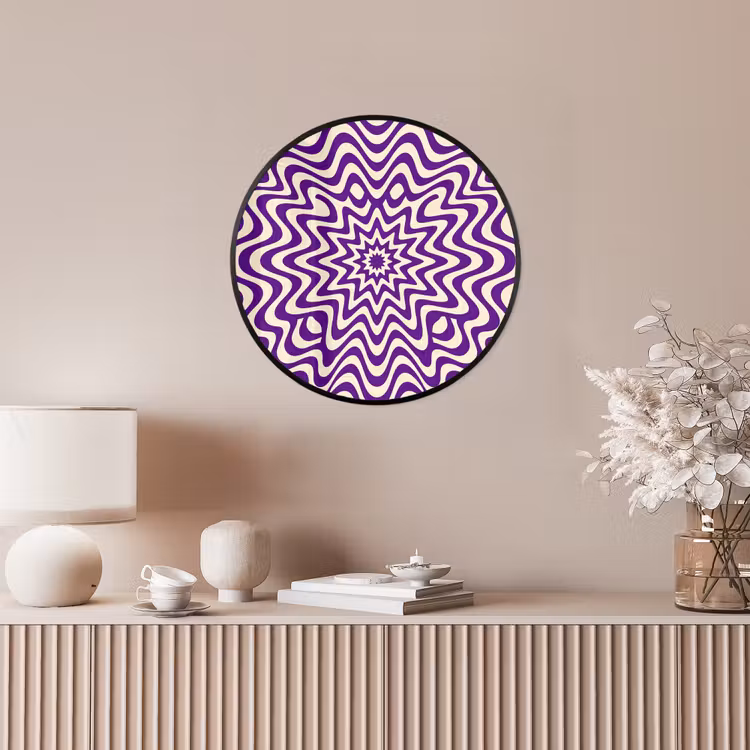 Ronde fotolijst - Abstract - Golven - Optisch - Modern - Paars — 5